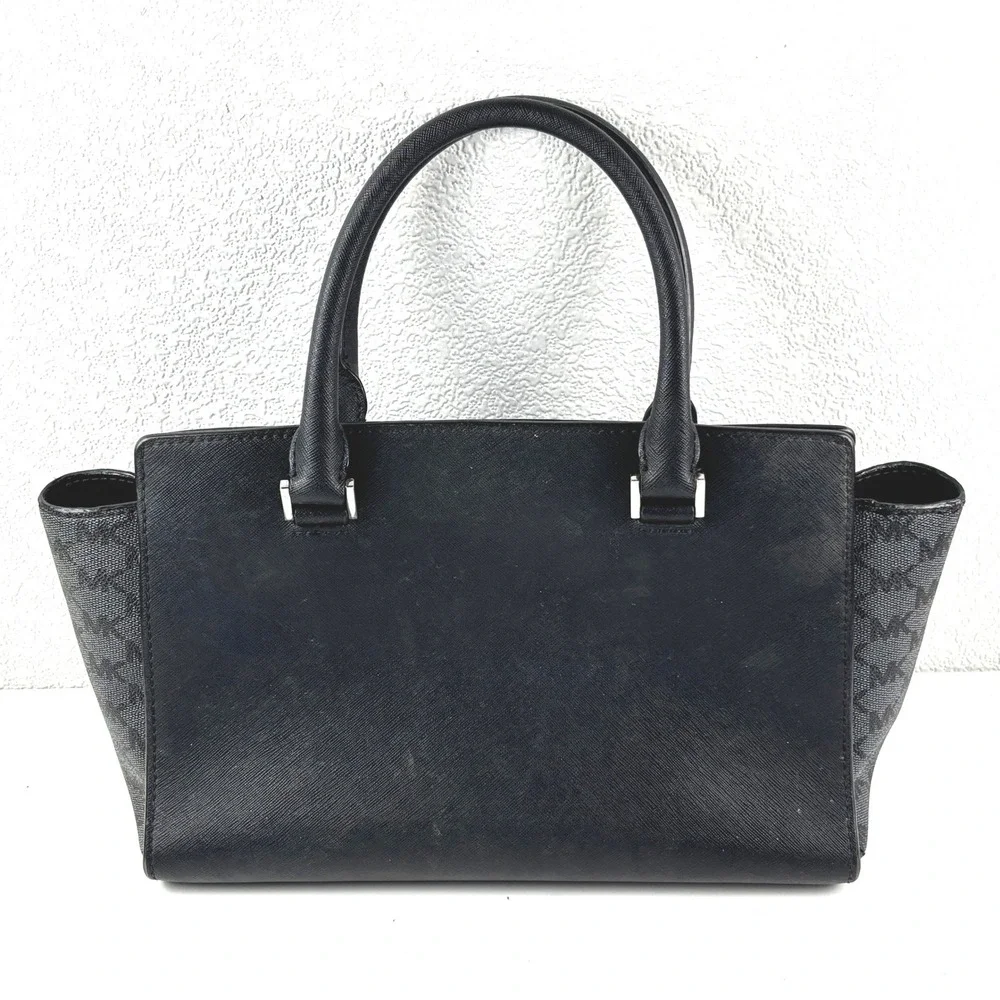 Michael‎ Kors Satchel Womens Medium Black Saffiano Monogram Handbag